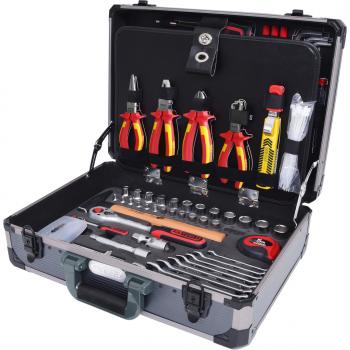 KS-TOOLS Elektriker-Werkzeugkoffer 128tlg. ¼“ und ½“ im stabilem Aluminiumkoffer
