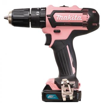 MAKITA Akku-Schlagbohrschrauber HP333DSAP 12V mit 1 x 2,0Ah Akku Li-Ion -Sonderedition rosa- im Transportkoffer