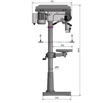 OPTIMUM OPTIdrill D26 Pro-SET Säulenbohrmaschine 400V mit Keilriemenantrieb, incl. BMP130 Maschinen-Schraubstock 3003030SET