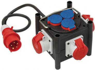 BRENNENSTUHL Kompakter Gummi-Stromverteiler BSV 3 LS E/16 2 IP44 1m Kabel, 3 x CEE 400V/16A, 3 x 230V/16A