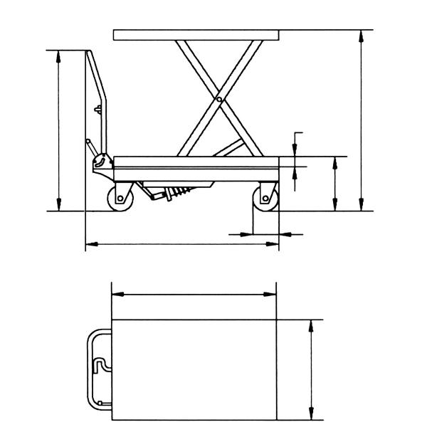 UNICRAFT FHT500 Fahrbarer hydraulischer Scherenhubtisch mit 500kg Tragkraft