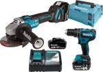 MAKITA Akku-Kombo-Kit DLX2334J 18V/3x3,0Ah Li-Ion DHP485 Schlagbohrschrauber + DGA504 Winkelschleifer im MakPac Gr.4