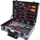 KS-TOOLS Universal-Werkzeugkoffer 130tlg. ¼“ und ½“ im Aluminium-Trolley