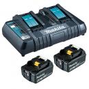 MAKITA Power Source-Kit 18V/4,0Ah (2 Akkus 4,0Ah + Doppel-Ladegerät DC18RD)