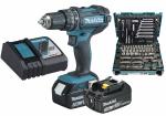 MAKITA Akku-Schlagbohrschrauber DHP482JX13 18V mit 2 x 3,0Ah Akku Li-Ion im MAKPAC Gr.2, incl. Werkzeug-Set E-08713 120tlg. im MAKPAC Gr.1