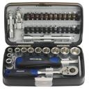 PROJAHN Mini Steckschlüssel- & Bit-Box Nr.394072 38tlg. 1/4“ mit markierten Bits, in kompakter Kunststoffbox